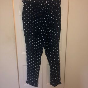 Polkadot navy blue ankle dress pants